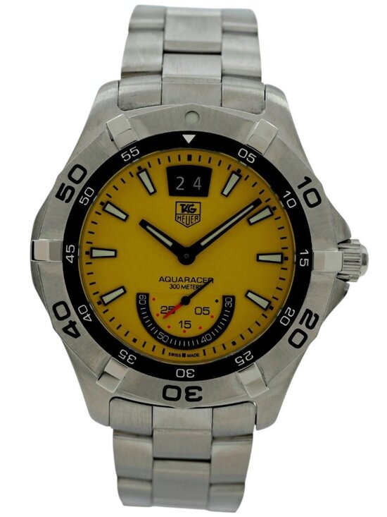 Tag Heuer 41mm Men\'s Aquaracer Yellow Dial 300M Quartz Dive Watch! Ref: WAF1012! main image 13